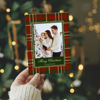 foto de Navidad elegante de cuadros rojos y verdes