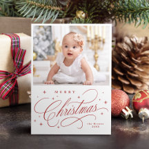 Foto de Navidad elegante y moderna con caligrafía