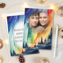 Foto de Navidad en acuarela de luces del norte gay