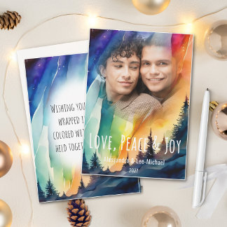 Foto de Navidad en acuarela de luces del norte gay