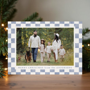 Foto de Navidad en Cuadros Azul Pizarra con Acuare