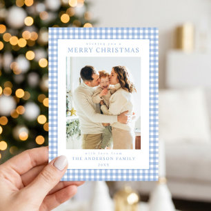Foto de Navidad en cuadros azules