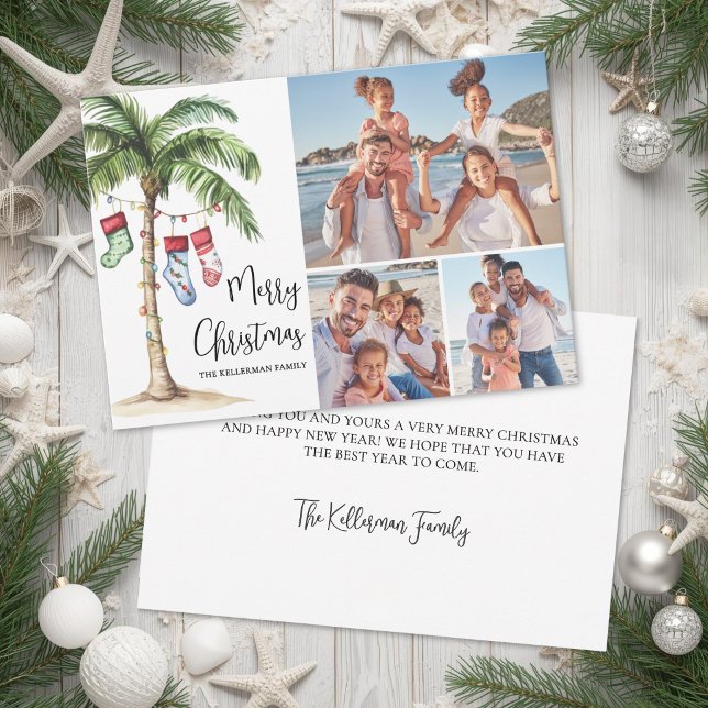Foto de Navidad en Playa Tropical (Tropical Beach Christmas Photo Holiday Card )