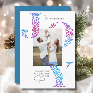 Foto de Navidad Familia Alegría Rosa Azul Purpura