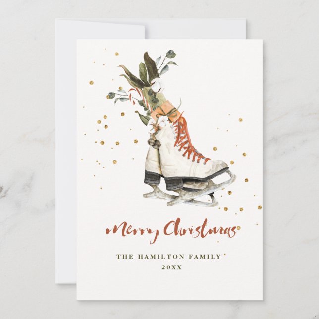 Foto de Navidad familiar con vegetación vintage (Anverso)