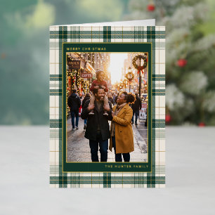 Foto de Navidad Familiar de Cuadros Escoceses Verd