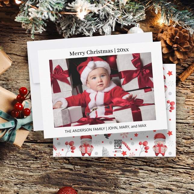 Foto de Navidad Familiar Santa Claus  (Cute Christmas photo greeting card.)