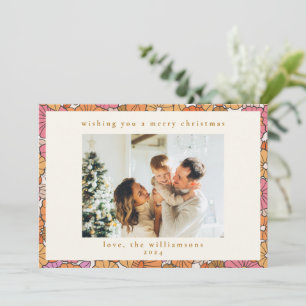 Foto de Navidad floral naranja ocre terroso boho