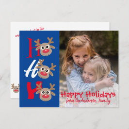 Foto de Navidad Ho Ho Ho Cartoons Reno Azul