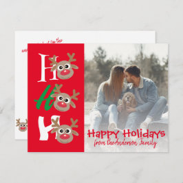 Foto de Navidad Ho Ho Ho Cartoons Reno Rojo