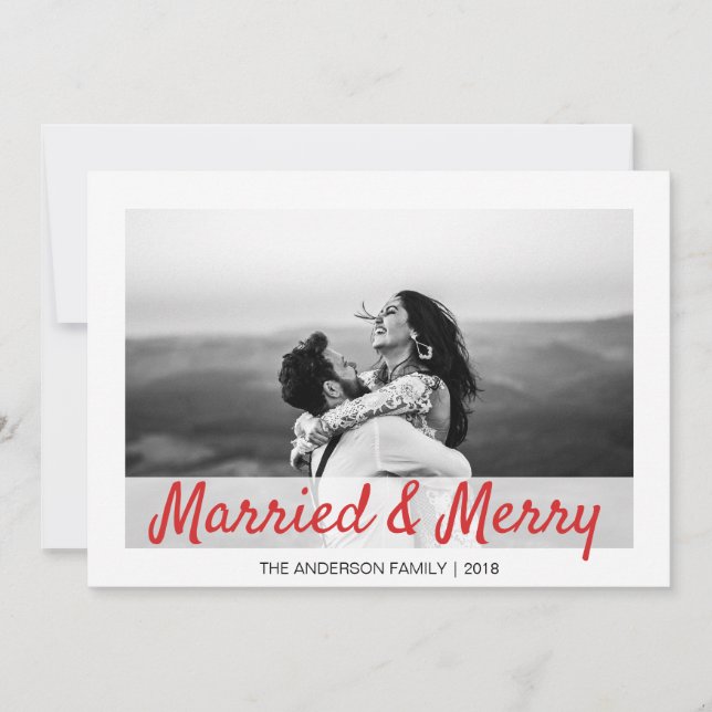 Foto de Navidad moderna Casados y Alegres Gracias (Anverso)
