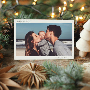 Foto de Navidad moderna con borde blanco simple