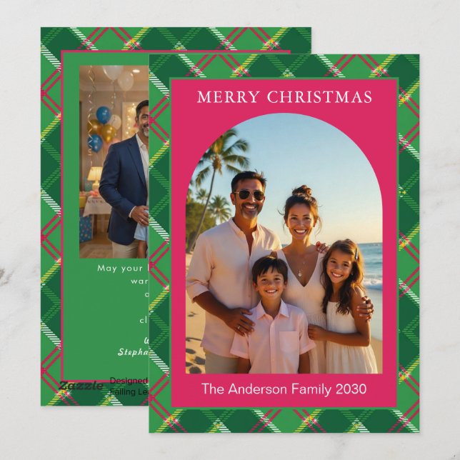 Foto de Navidad moderna con plaid y arco estilo pr (Anverso / Reverso)