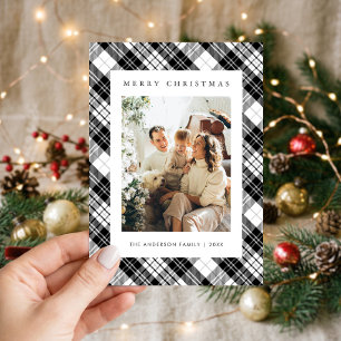 Foto de Navidad moderna de cuadros en blanco y neg