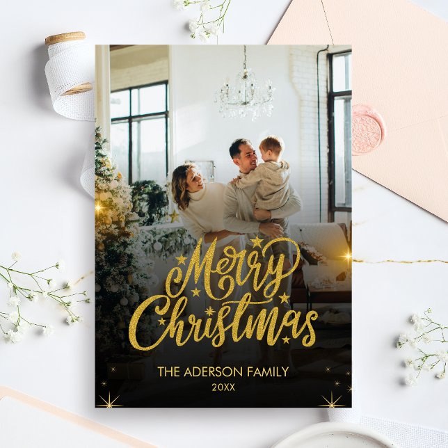 Foto de Navidad Moderna de Familia Feliz (Modern Christmas Family Holiday Card )