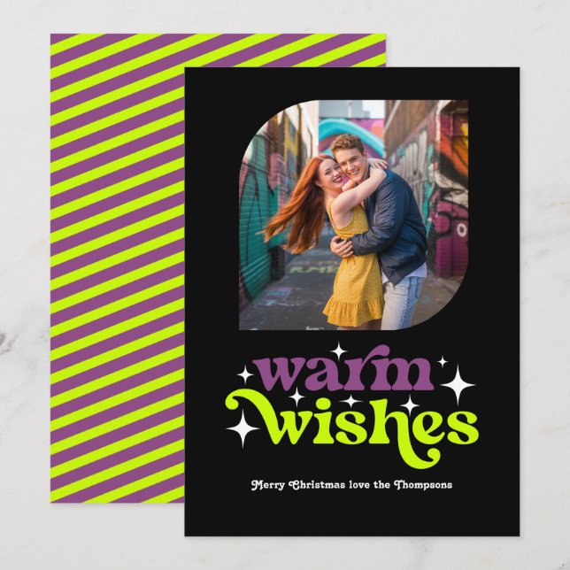 Foto de Navidad Moderna Retro con Ciruela y Chartr (Anverso / Reverso)