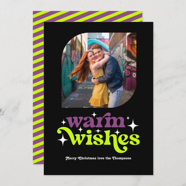 Foto de Navidad Moderna Retro en Ciruela y Chartre (Anverso / Reverso)