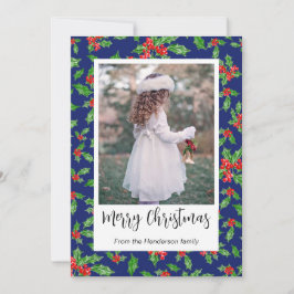 Foto De Navidad Moderna, Rojo Y Verde Holly