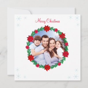 Foto de Navidad personalizada, corona de pino y po