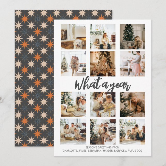 Foto de Navidad Personalizada ¿Qué Año! (Anverso / Reverso)