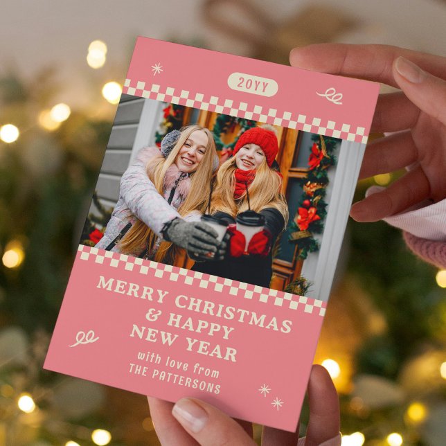 Foto de Navidad personalizada Retro Pink (Subido por el creador)