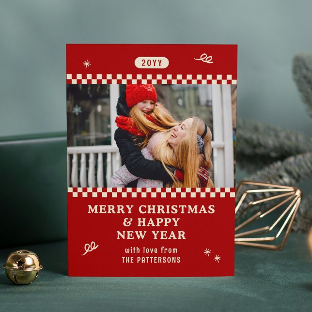 Foto de Navidad personalizada Retro Rojo (Subido por el creador)