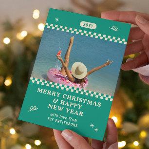 Foto de Navidad personalizada Retro Verde