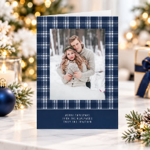Foto de Navidad Primera Casada Plegada Cuadro Azul
