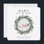 Foto de Navidades de anuncio de nacimiento de invi<br><div class="desc">Bebé,  hace frío afuera. Navidades de anuncio de nacimiento foto tarjeta de vacaciones. Diseño de acuarela de invierno. Marco actualizado alrededor de la fotografía.</div>