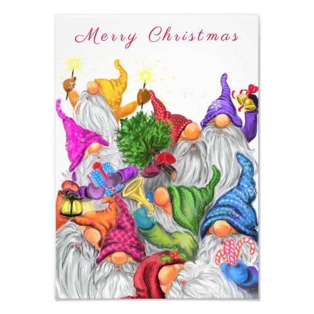 Foto de navidades impresa con feliz Fiesta Gnome (Frente)