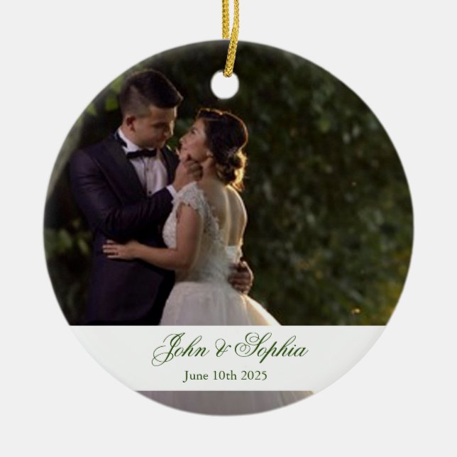 Foto de Navidades recién casados Ornamento cerámic (Frente)
