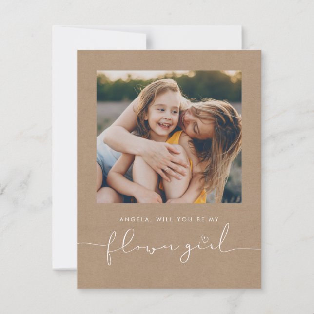 Foto de niña de flores minimalista linda ¿Serás mi (Anverso)