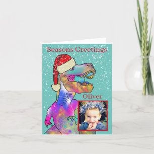 Foto de niños con dinosaurios de Navidad