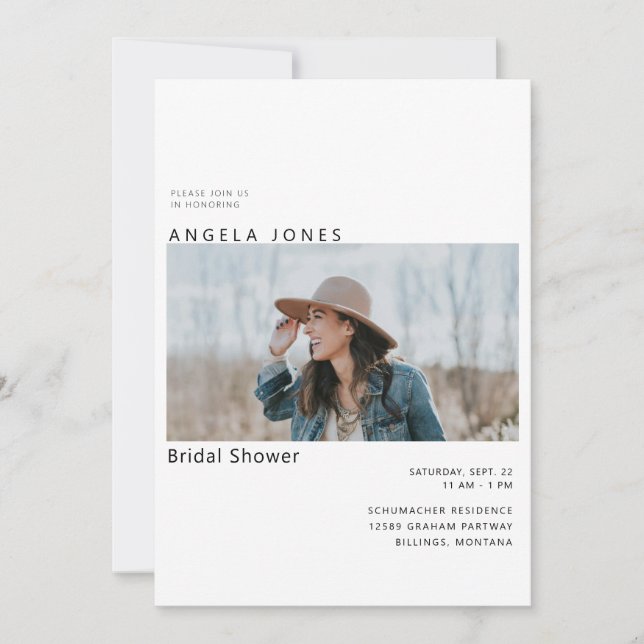 Foto de novia Dusty Blue Bridal Shower Invitación (Anverso)