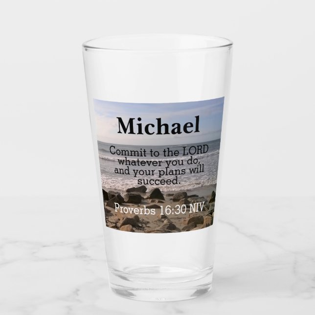 Foto de Ocean Shore con verso bíblico para el éxit (Anverso)