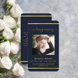 Foto de oro azul tarjeta de oración funeraria eleg