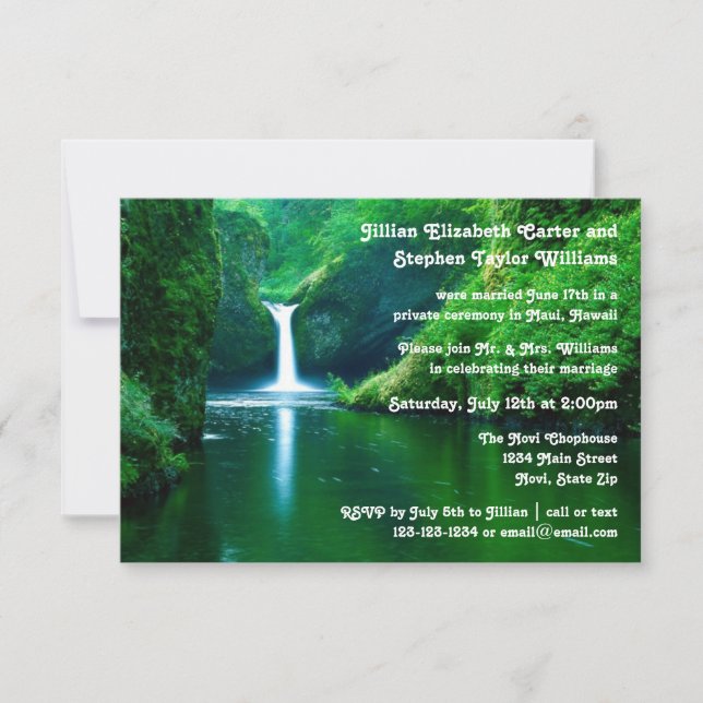 Foto de paisaje de cascada - Anuncio de boda 3x5 (Anverso)