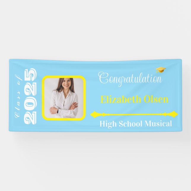 Foto de pancarta de graduación personalizada, nomb (Horizontal)