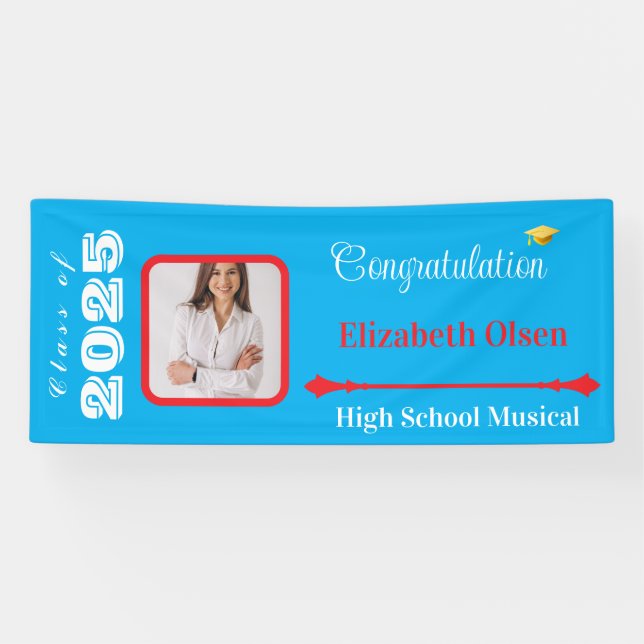 Foto de pancarta de graduación personalizada, nomb (Horizontal)