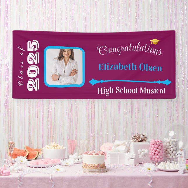 Foto de pancarta de graduación personalizada, nomb (Fiesta)