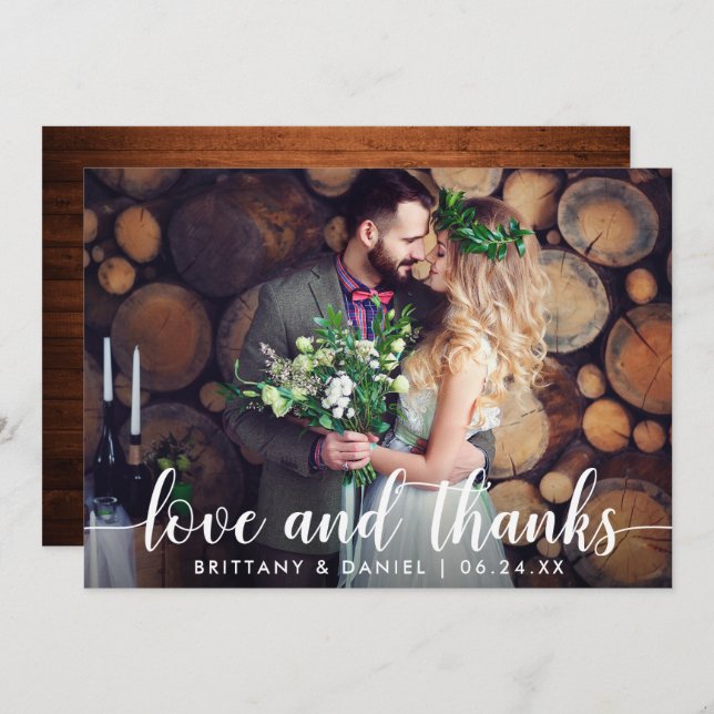 Foto de pareja boda Tarjeta de amor y agradecimien (Anverso / Reverso)