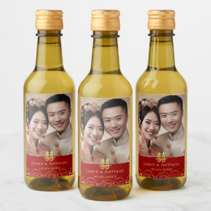 Foto de pareja floral dorada boda china doble xi
