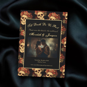 Foto de pareja gótica de cráneo Save the Date Magn