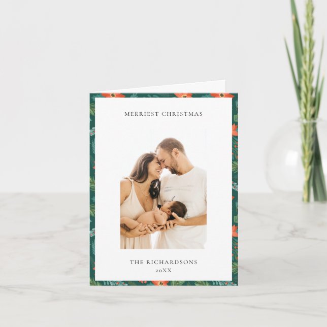 Foto de patrón de Navidad más alegre de poinsettia (Anverso)