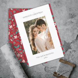 Foto de patrón floral de bayas rojas Feliz Navidad