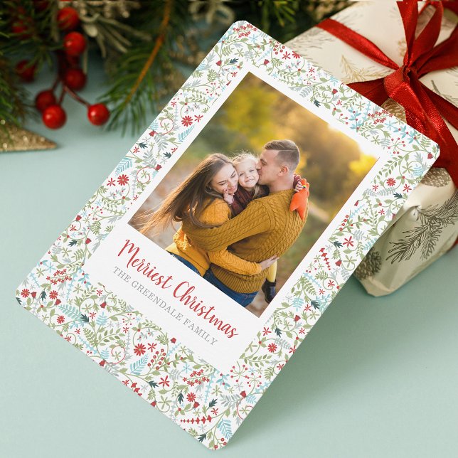 Foto de patrón floral de Navidad (Floral Christmas Holiday Pattern Photo)