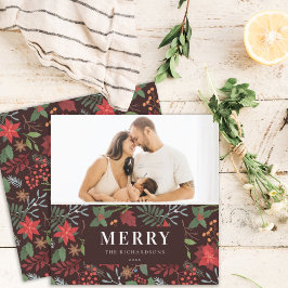 Foto de patrón floral de Navidad más alegre marrón