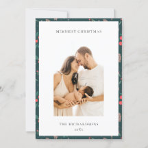 Foto de patrón floral de Navidad más alegre verde