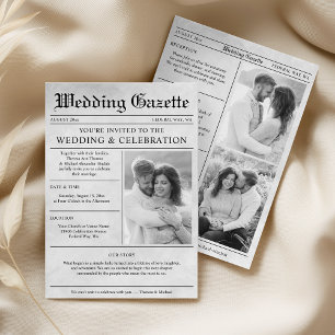 Foto de periódico antiguo Elegante invitación de b