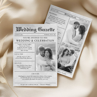 Foto de periódico antiguo Elegante invitación de b